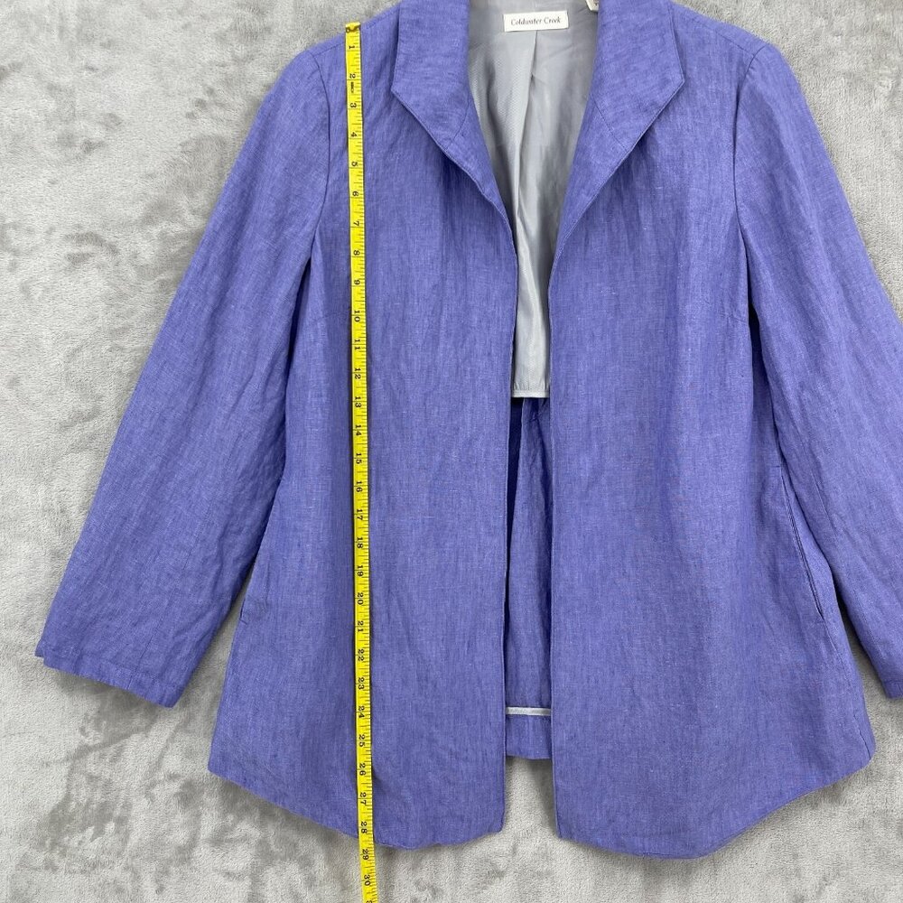 Coldwater Creek Purple Linen Blend Open Front Blazer Jacket - Picture 9 of 10